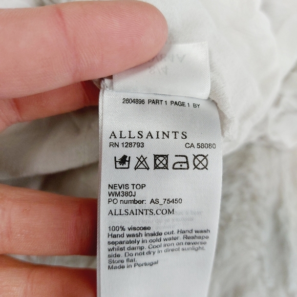 Allsaints Nevis Off White Anthropologie Tie Top Shirt Blouse P5176 - Picture 9 of 10